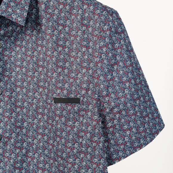 Prada Navy Lion-Print Cotton Short-Sleeve Button-Up Shirt - Picture 4 of 14